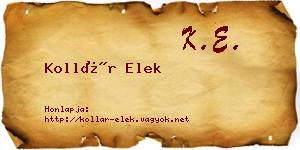 Kollár Elek névjegykártya